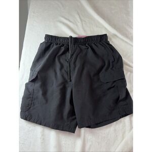 Berkley Jensen Small Men's Quick-Dry Swimming Cargo Shorts Black/Pink Trim